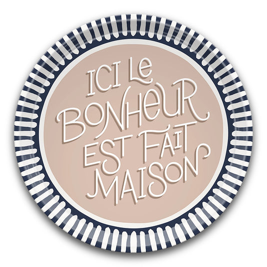 Plateau Plateau en bois rond Bonheur fait Maison Ø39 cm