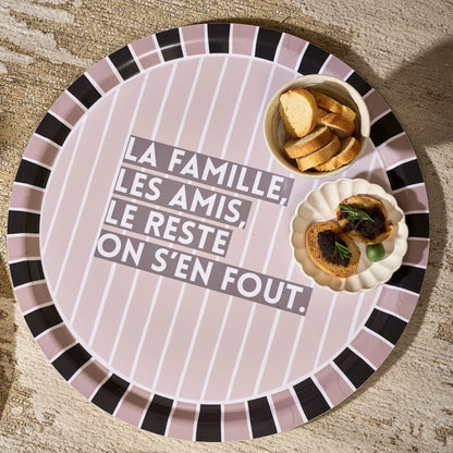 Plateau en bois rond On s'en Fout Nouveauté Ø39 cm