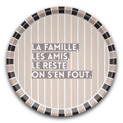 Plateau en bois rond On s'en Fout Nouveauté Ø39 cm