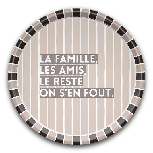 Plateau en bois rond On s'en Fout Nouveauté Ø39 cm