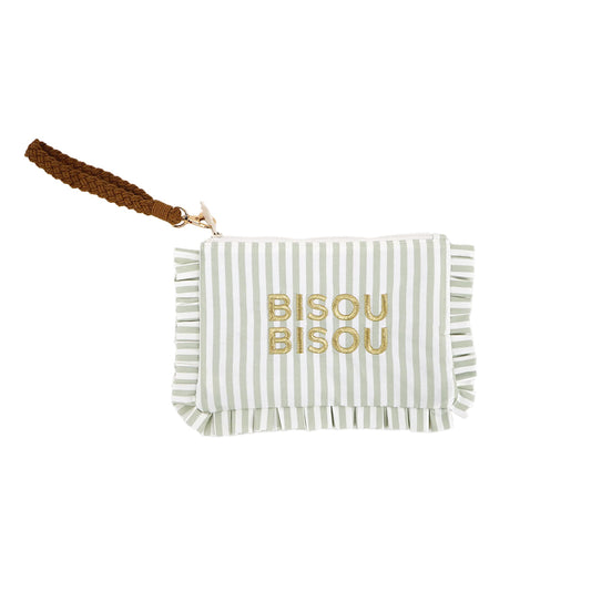 Pochette froufrou brodée BISOUS BISOUS