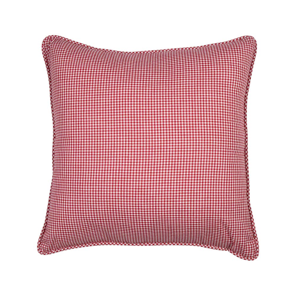 Coussin en coton à carreaux rouge foncé 45 x 45 cm