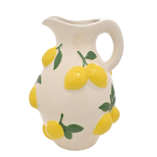 Vase Pichet Blanc Hestia Avec Citrons 25cm