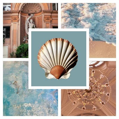 Pack cadre + illustration Coquille St Jacques fond bleu