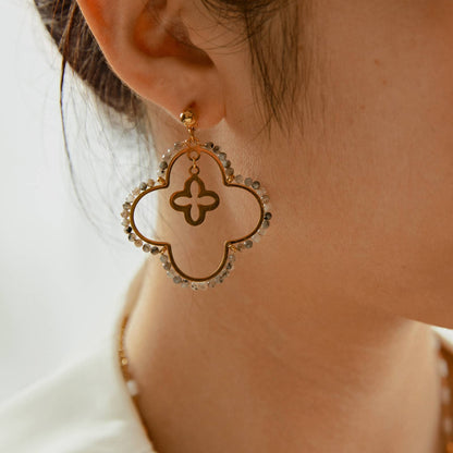 Boucles d'oreilles pendantes - Elara: Taupe / Tu [1]