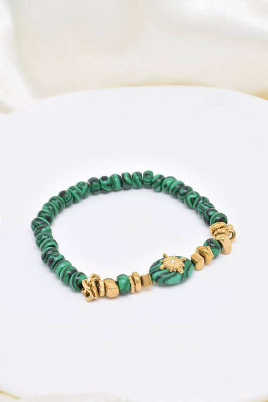 Bracelet pierre naturelle en acier inoxydable-BR110309OR-VR