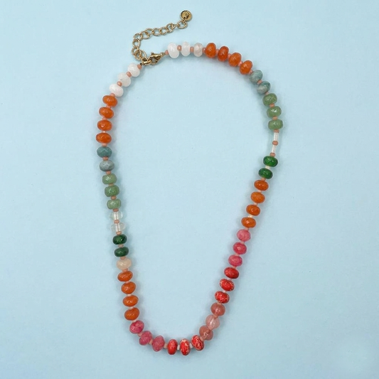 Collier perles candy en verre multicolore : Rose
