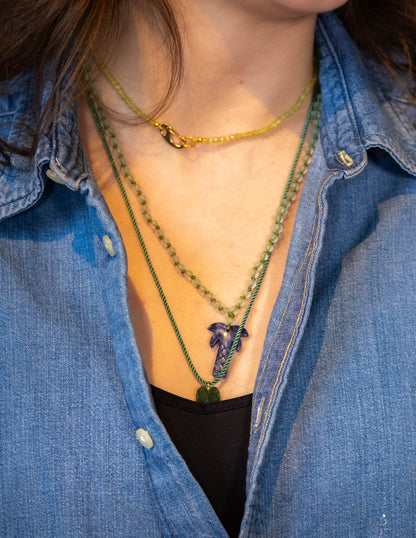 Collier Bert chaîne avec palmier en pierre précieuse