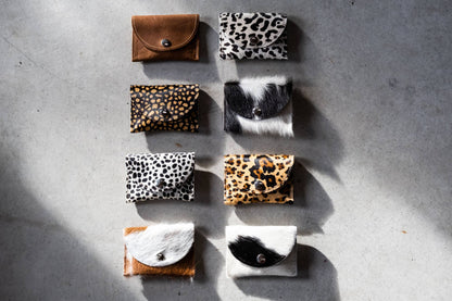 Portefeuille en peau de vache à bouton-pression | 11 variantes: Tricolore