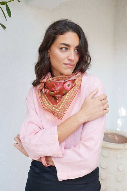 FOULARD COTON TERRACOTTA BOHEMIA