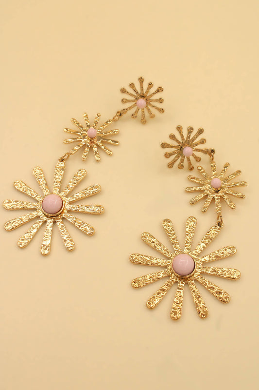 Boucles d'oreilles fleurs acier inoxydable: Blush / TU