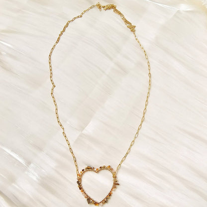 Collier chaîne simple coeur - Madeline: Oeil de tigre / Tu [1]