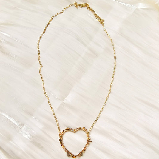 Collier chaîne simple coeur - Madeline: Oeil de tigre / Tu [1]