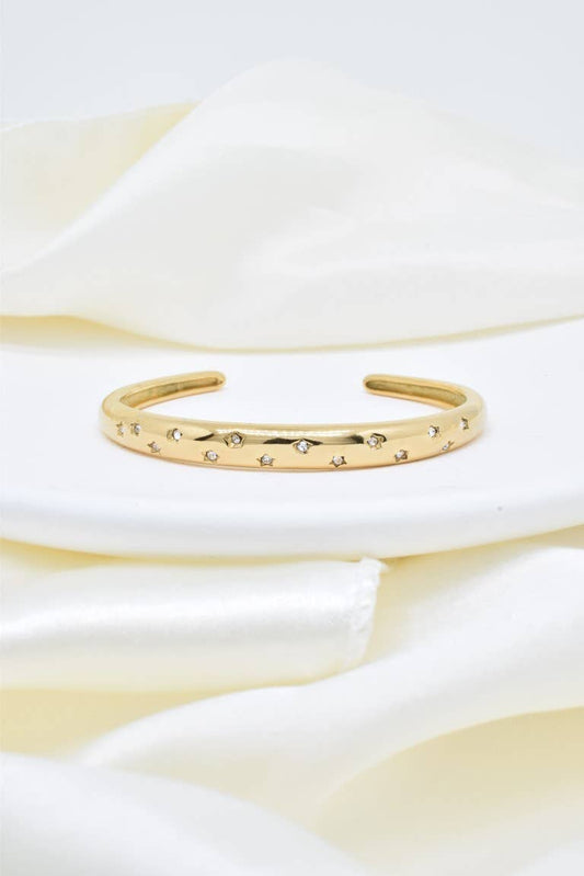 Bracelet jonc cristaux en acier inoxydable - BR110296: Doré