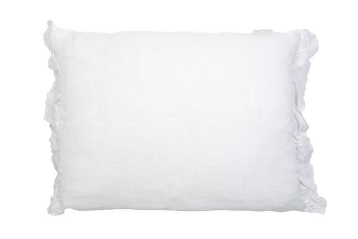 Coussin vintage en lin Quirine Pure White 50x40