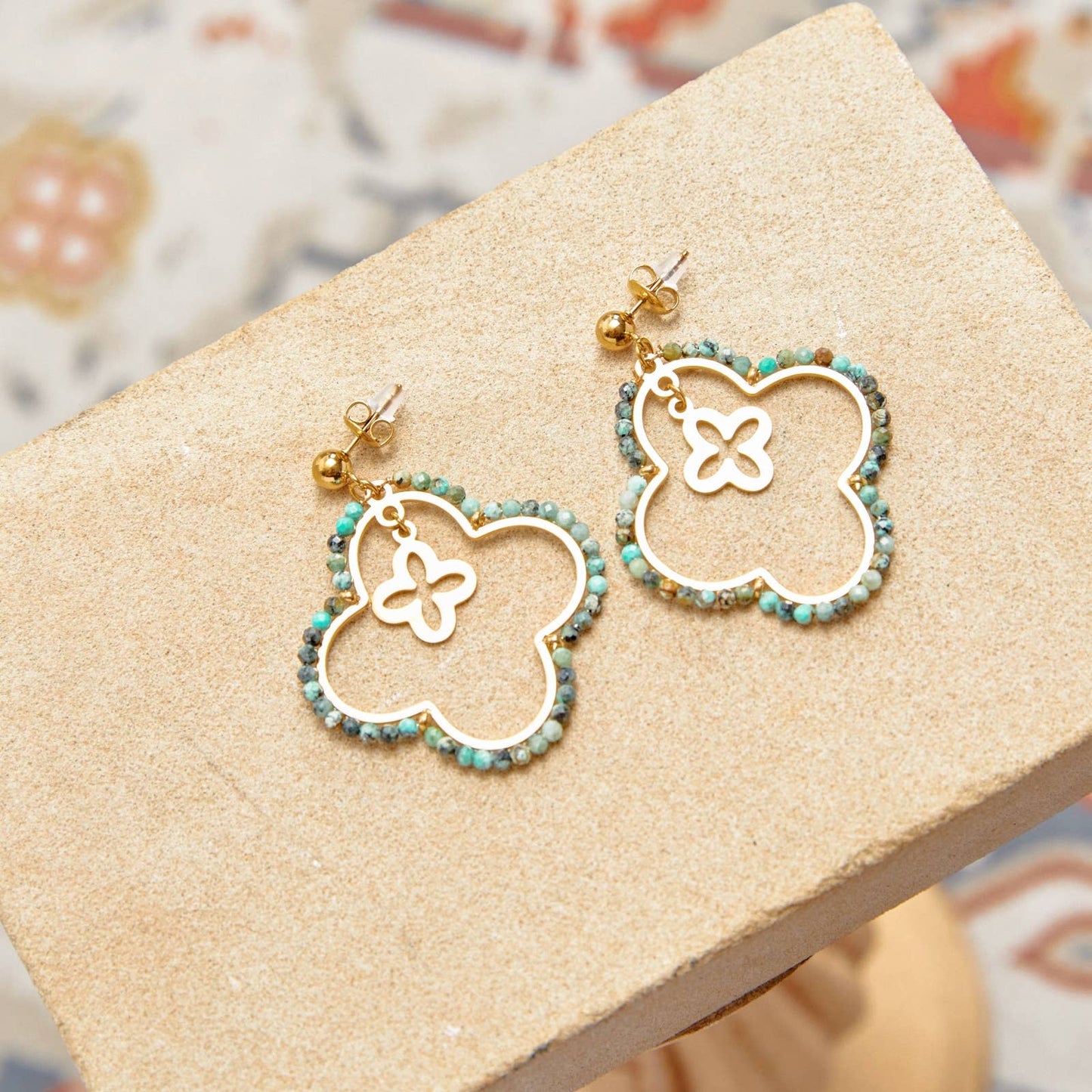 Boucles d'oreilles pendantes - Elara: Taupe / Tu [1]