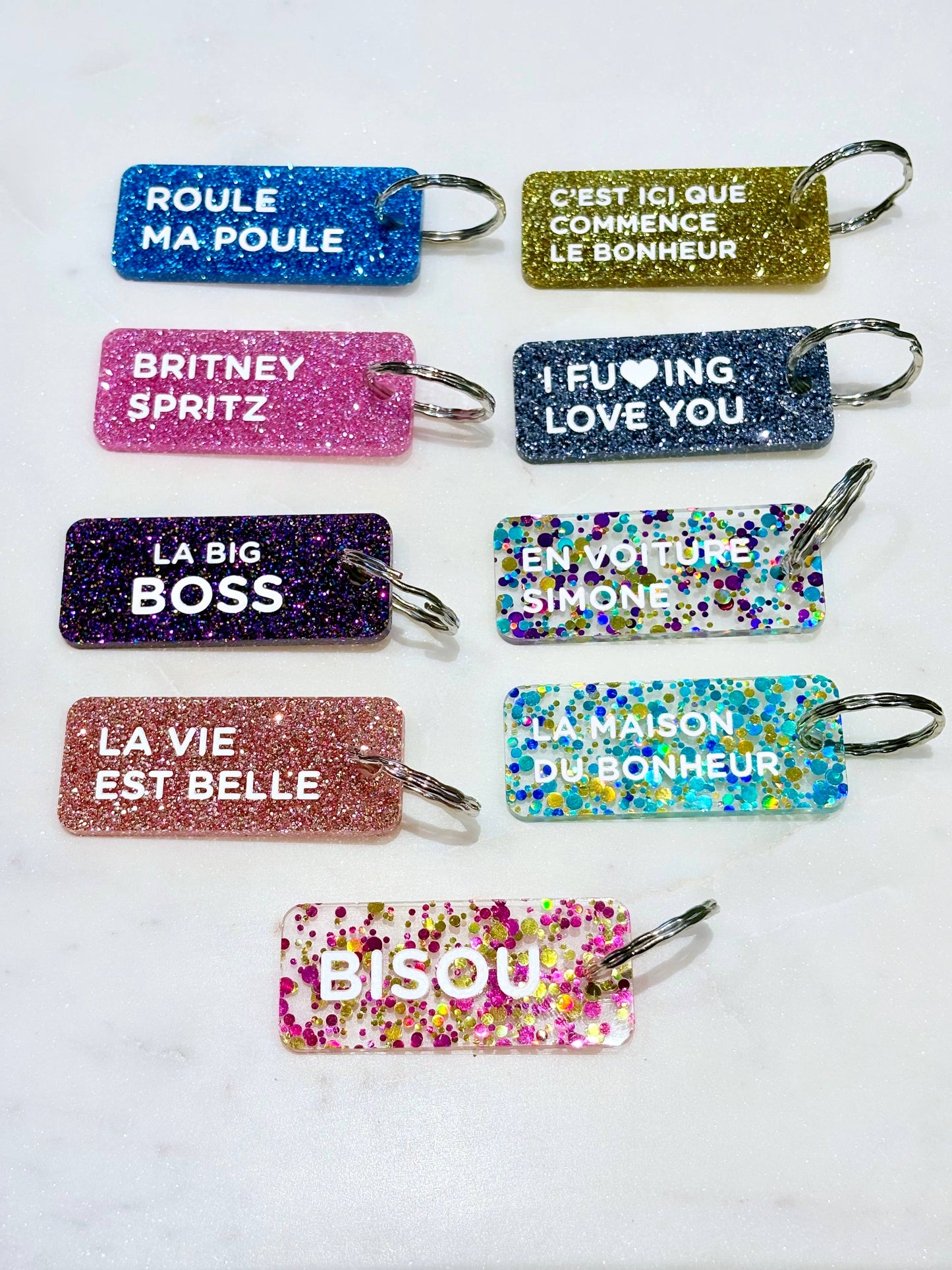 MAMA LOVA Porte-clés à paillettes Plus de Love: Rose