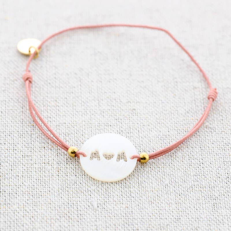 Bracelet élastique en acier avec nacre: Rose