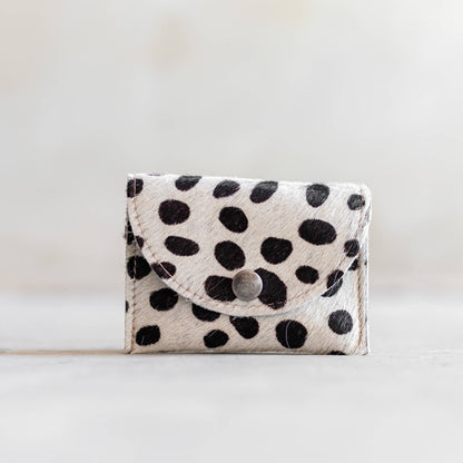 Portefeuille en peau de vache à bouton-pression | 11 variantes: Imprimé Panthère