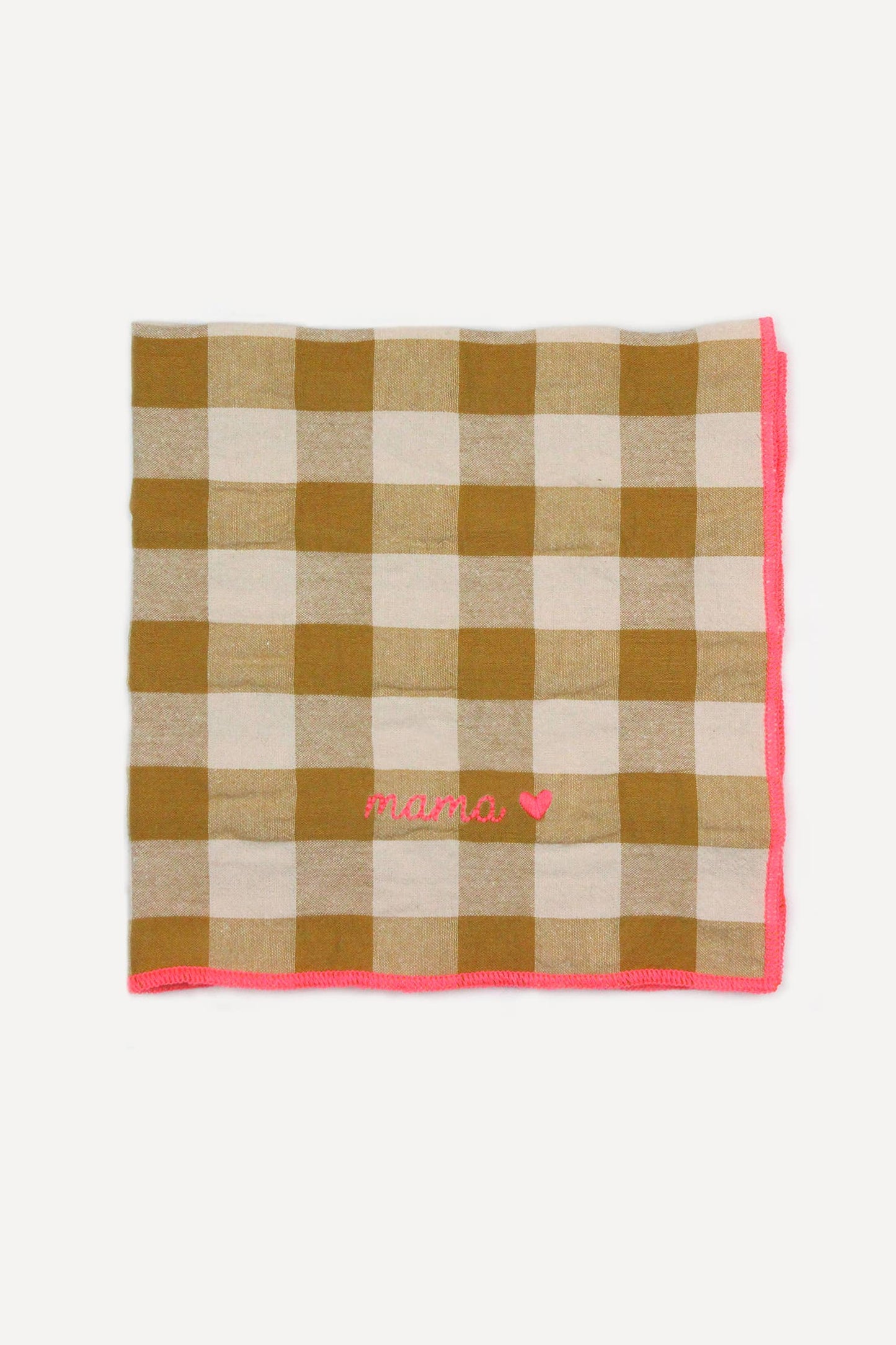 Serviettes de table à carreaux vichy et broderies: Mama