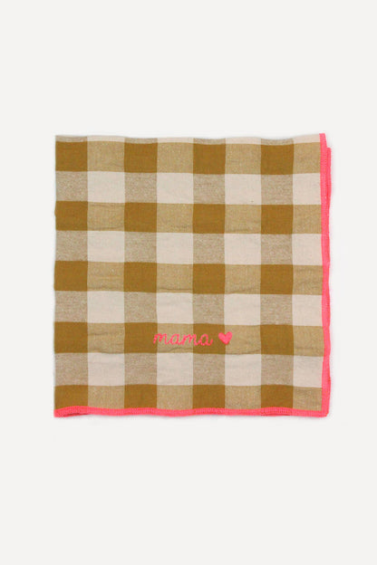 Serviettes de table à carreaux vichy et broderies: Mama