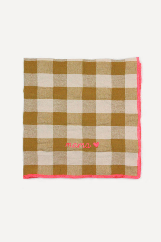 Serviettes de table à carreaux vichy et broderies: Mama