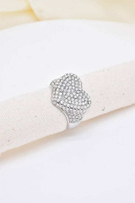 Bague cœur zircon réglable en acier inoxydable - BG310188: Argenté