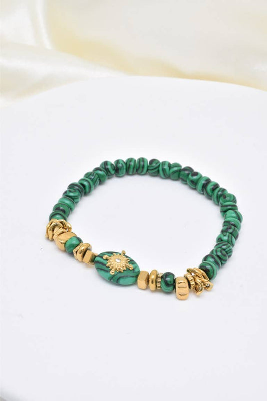 Bracelet pierre naturelle en acier inoxydable-BR110309OR-VR