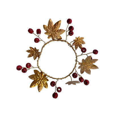 Ronds de serviette en laiton assortis, motifs feuilles