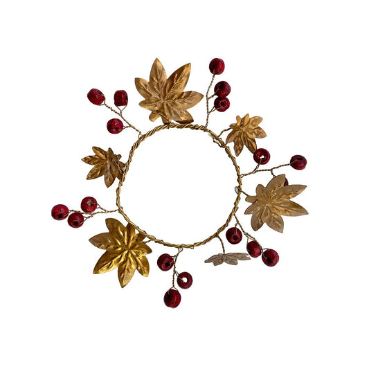 Ronds de serviette en laiton assortis, motifs feuilles