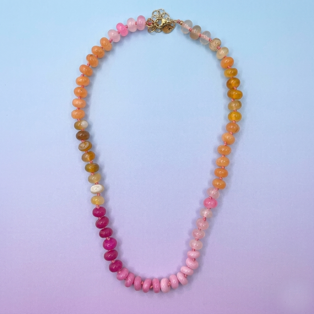 Collier perles candy en verre multicolore : Rose