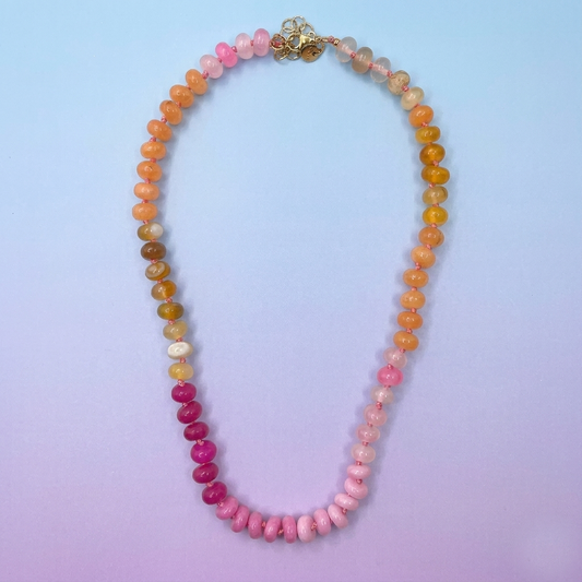 Collier perles candy en verre multicolore : Rose