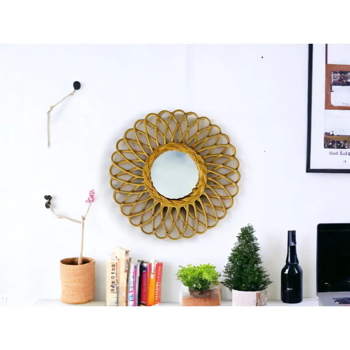 Miroir rond Vintage Rotin ATOM