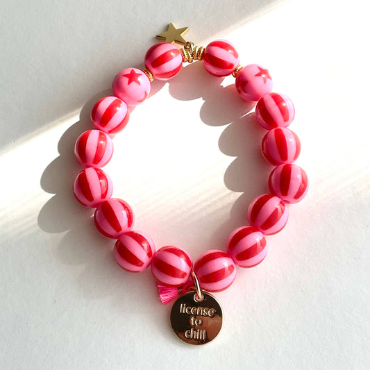 Bracelet SWEET CANDY STRIPE STAR, bracelet de perles élastique
