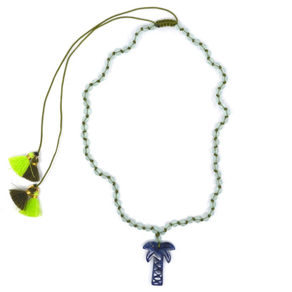 Collier Bert chaîne avec palmier en pierre précieuse