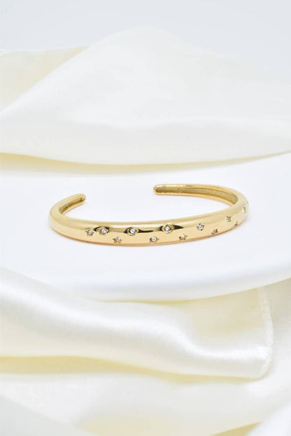 Bracelet jonc cristaux en acier inoxydable - BR110296: Doré