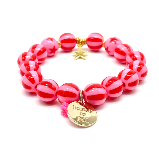 Bracelet SWEET CANDY STRIPE STAR, bracelet de perles élastique