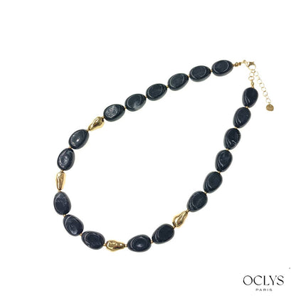Collier perles résines acier inoxydable doré Gina: Rouge