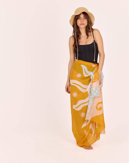 PARÉO COTON OCRE LE SOLEIL
