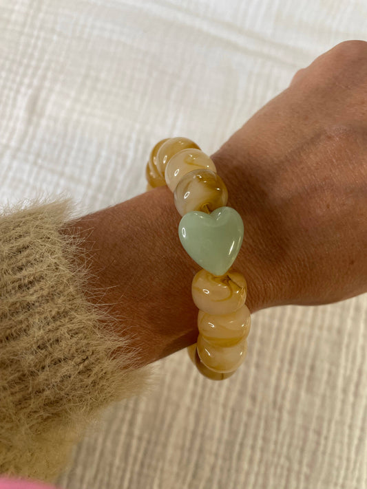 Charlie, bracelet: Beige/vert / 19 cm
