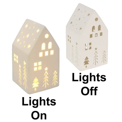 Grande maison LED de Noël blanche