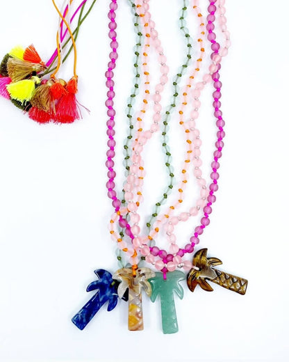 Collier Bert chaîne avec palmier en pierre précieuse