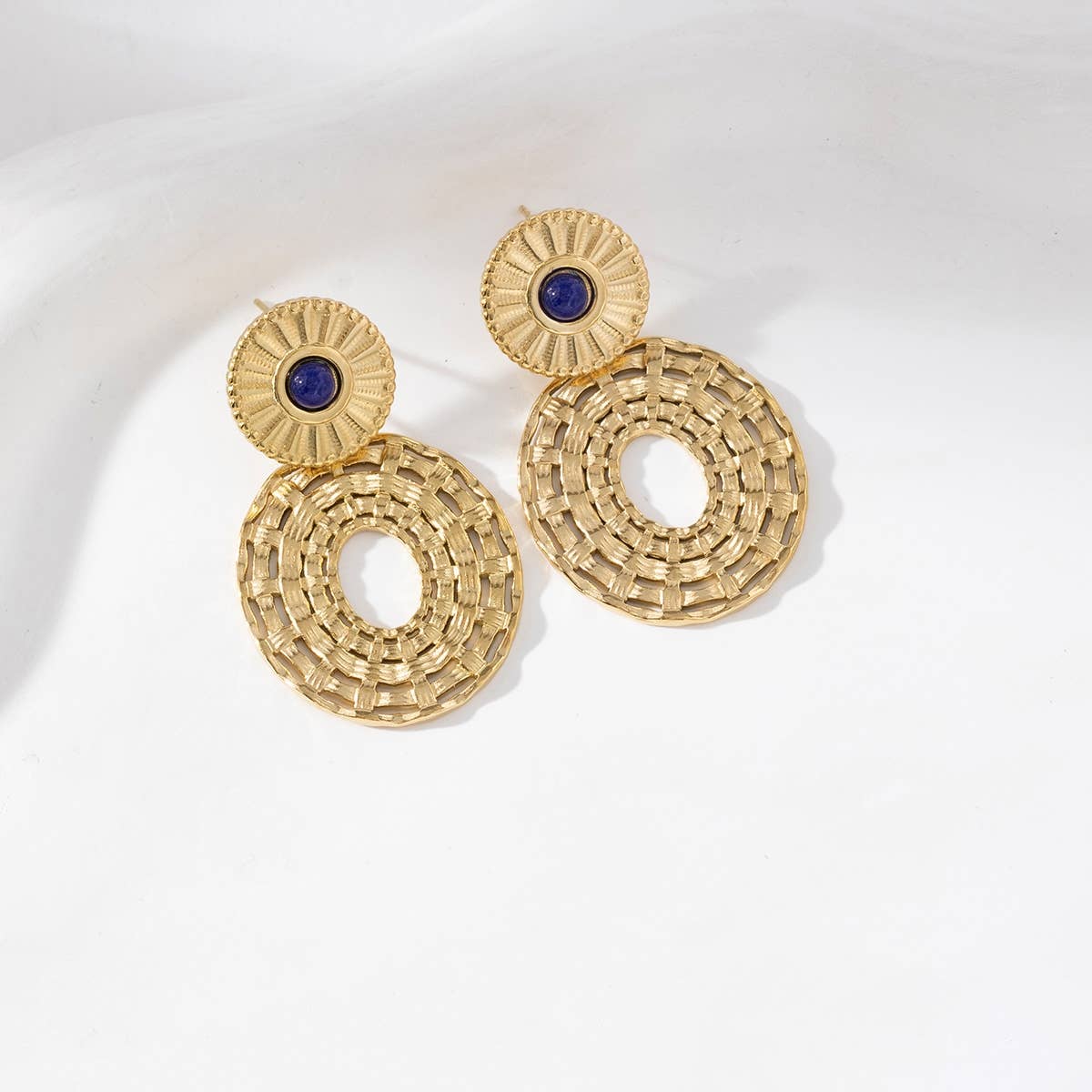 Boucles d'oreilles pendantes rondes - Coralie: Amazonite / Tu [1]