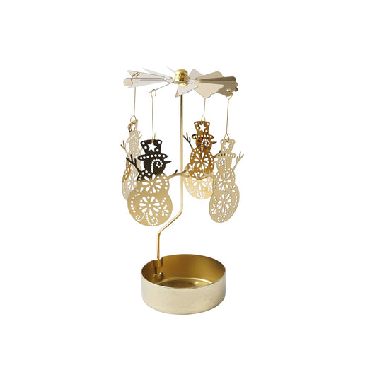 Bougie chauffe-plat en forme de bonhomme de neige en or