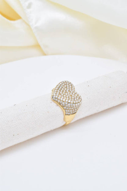 Bague cœur zircon réglable en acier inoxydable - BG310188: Argenté