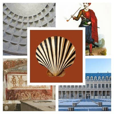 Pack cadre + illustration Coquille St Jacques fond rouge