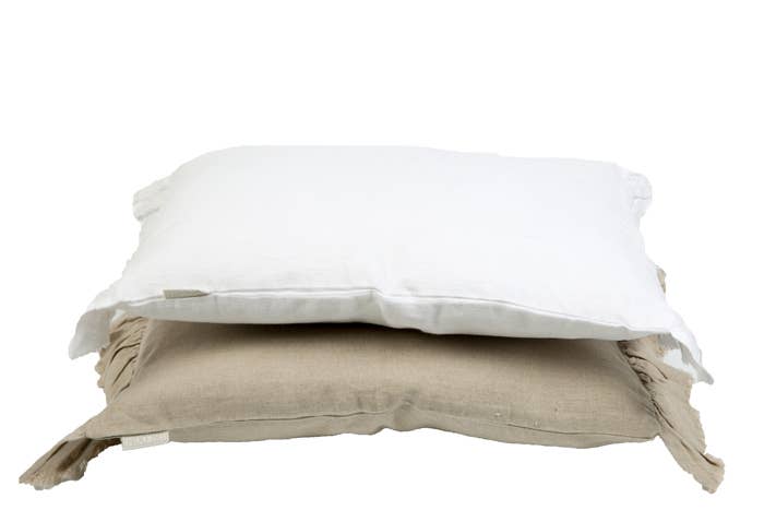 Coussin vintage en lin Quirine Pure White 50x40