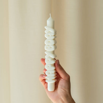 Bougie conique JOYEUX ANNIV - Fait main - Bougies coniques 3D de 9 pouces: Blanc