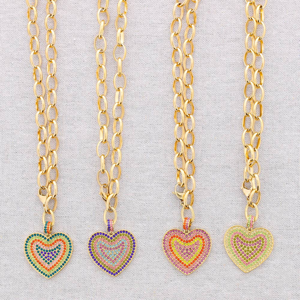 Collier en acier avec pendentif cœur en cristal: Combiné 3
