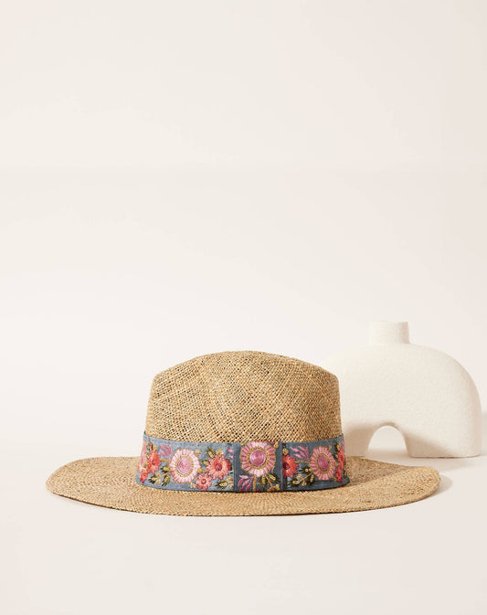 CHAPEAU PAILLE FLEURS LAVANDE SOMBRERO: M